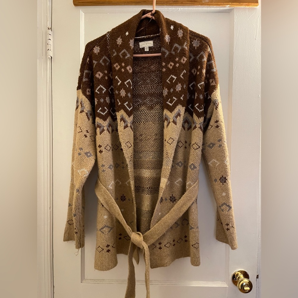 Lucky brand Aztec boho open cardigan size large